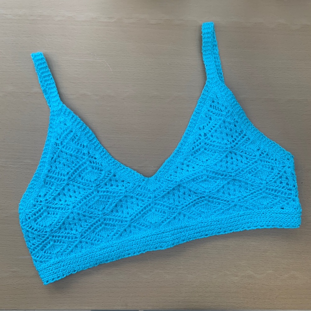 Lili Sidonio Crochet Bralette – Free People - Aqua Blue Boho Knitwear Beachy